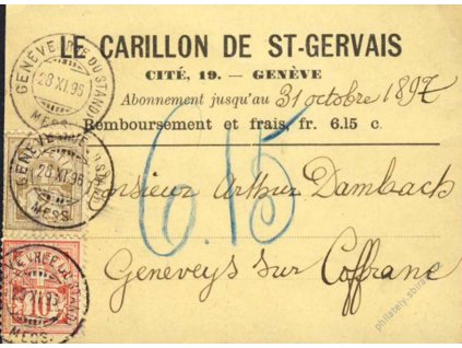 1896, DR Geneve, lístek, potvrzení dobírky