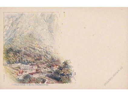 1896, Herkulesfürdo, celinová pohlednice, neprošlé