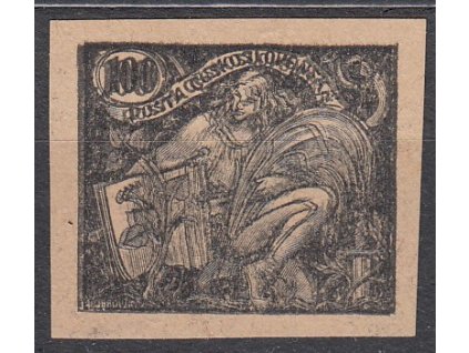 100h černá, nezoubk. ZT na nahnědlém papíru, dvojitý tisk, Nr.164, bez lepu