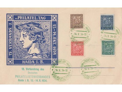 1934, Bor u České Lípy, XV. Sjezd německých filatelistů, pamětní obálka