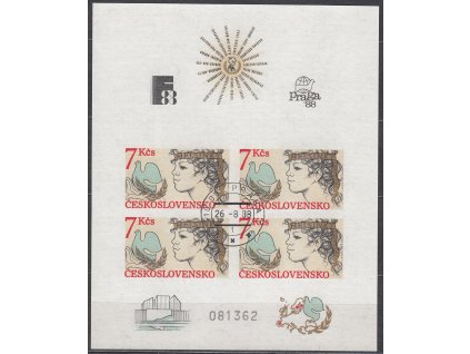1985, 7Kčs aršík Helsinská konference, nezoubkovaný, číslovaný, Nr.A2704B, denní razítko - **, ilustrační foto