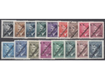 10h-8K Hitler, 17 hodnot s přetiskem 5.V.ČESKOSLOVENSKO 1945, **