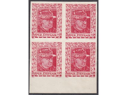 Návrhy, Rijáček, návrh na čs. známku Štefanik, krajový 4blok, 1928, bez lepu