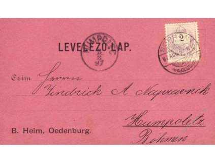 1897, DR Sopron, firemní lístek, dv
