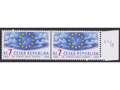 1999, 7 Kč Rada Evropy, DV - svislá ryska za "Í" (VÝROČÍ), Nr.214, **