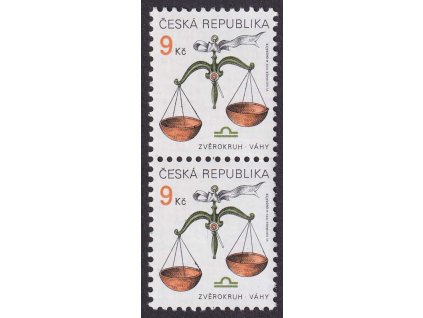 1999, 9 Kč Zvěrokruh, VV - svislá ryska  vlevo u vahadla vah, Nr.218, **