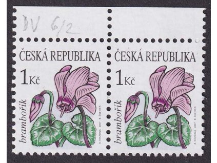 2007, 1 Kč Květiny, DV - fialový řetízek vlevo u "č" (Kč), Nr.516, ** , ZP 6/2