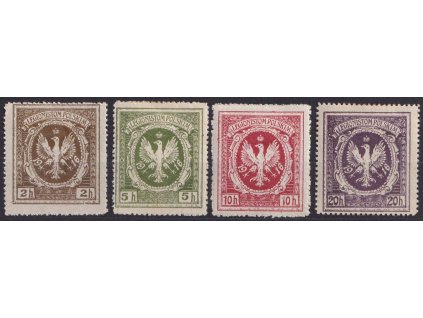 1918, 2-20 H Orel, sestava 4 známek, těžké * , zoubkované