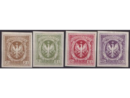 1918, 2-20 H Orel, sestava 4 známek, těžké * , nezoubkované