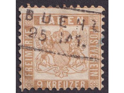 Baden, 1862, 9 Kr Znak, MiNr.20, razítkované