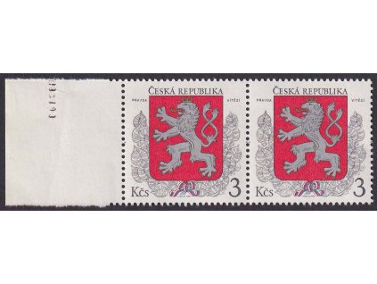 1993, 3 Kč Státní znak, DV - skvrna u ocasu lva, Nr.1, ** , ZP 6/1