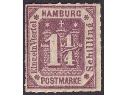 Hamburg, 1866, 1 1/4 S Znak, MiNr.20, * po nálepce