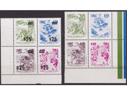 Chile, 1987/88, 15P a 25P/15P soutisky, MiNr.1166-69,1279-82, **