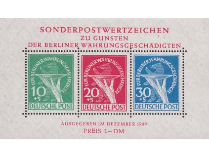 1949, 10-30 Pf aršík, MiNr.Bl.1, **