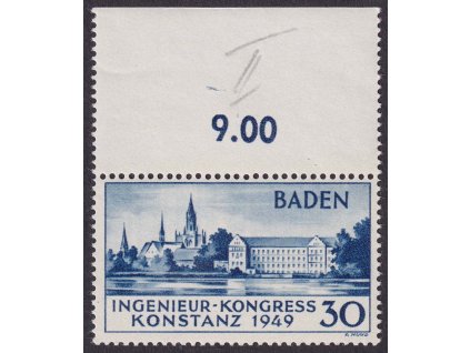 Baden, 1949, 30 Pf Kongres Konstanz, typ II., MiNr.45II, **