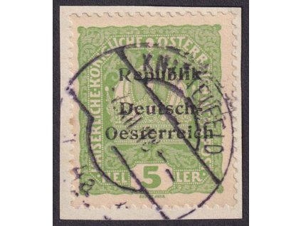 1918, Knittenfeld, 5 H s přetiskem, výstřižek, lokální vydání