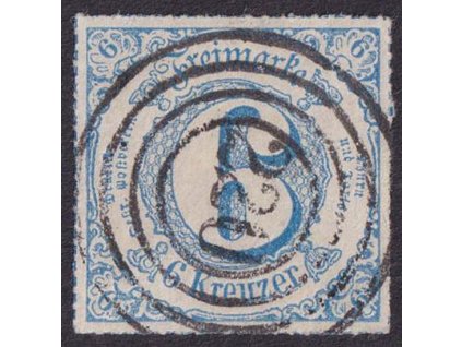 Thurn a Taxis, 1866, 6 Kr modrá, MiNr.53, razítkované, dv