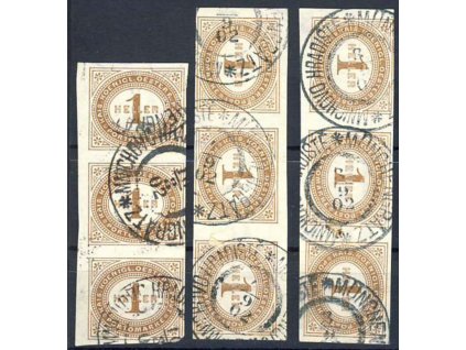 1899, 1H doplatní, 3 ks 3pásek, průsvitky