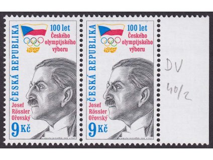 1999, 9 Kč Olympijský výbor, DV - modrá skvrna nad "t" (let), Nr.215, **