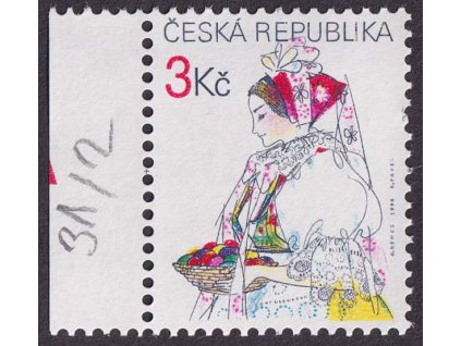 1996, 3 Kč Velikonoce, DV - rysky ve čtvrtém modrém kruhu, Nr.103, **