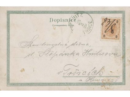 1899, Olomouc, pohlednice, přepis, horší jakost