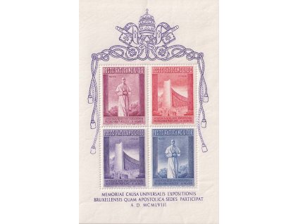 1958, aršík Výstava v Bruselu, MiNr.Bl.2, **