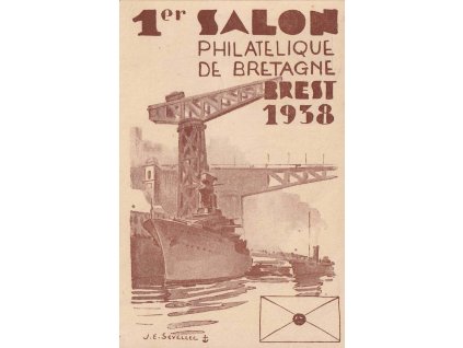1938, Brest, 1er Salon philatelique, propagační pohlednic, neprošlé, dv