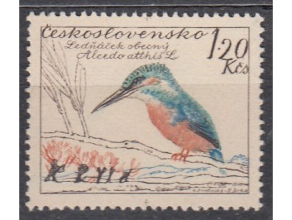1959, 1.20Kčs Ptactvo, zn. s VV - nedotištěný háček na Č "ČES...", Nr.1084, **