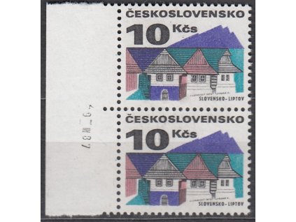 1972, 10Kčs Lid. architektura, papír fl2, krajová 2páska s datem tisku, Nr.1965yb, **