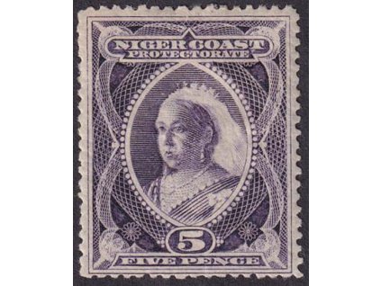 Niger Coast, 1894, 5 P Viktoria, MiNr.26, * po nálepce