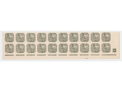 1939, 1K šedá, svislý 20pás s otiskem lišty na okraji, Nr.NV9, **