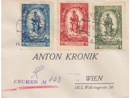 1920, R-dopis vyfr. pestrou frankaturou, zasll v roce 1920 do Vídně