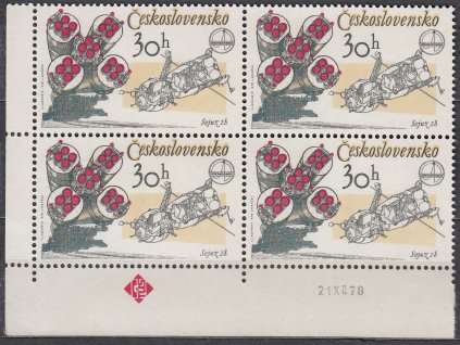 1979, 30h INTERKOSMOS, papír oz, rohový 4blok s datem tisku, Nr.2359xb, **