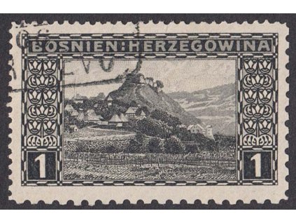 1906, 1 H Krajinka, smíšené zoubkování, MiNr.29, razítkované