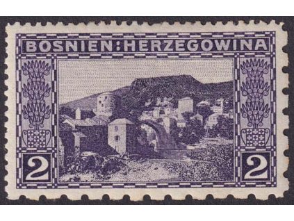 1906, 2 H Mostar, smíšené zoubkování, MiNr.30, * po nálepce, dv