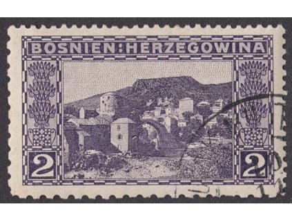 1906, 2 H Mostar, smíšené zoubkování, MiNr.30, razítkované