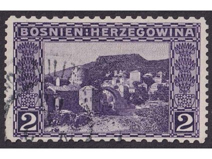 1906, 2 H Mostar, smíšené zoubkování, MiNr.30, razítko