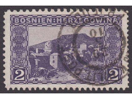 1906, 2 H Mostar, smíšené zoubkování, Nr.30, razítko