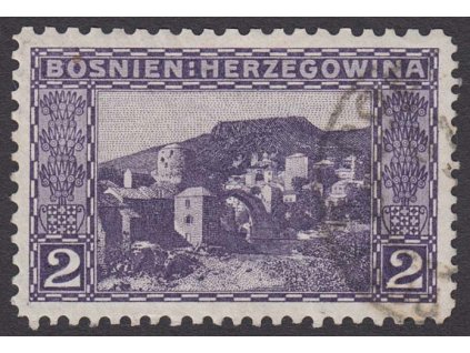 1906, 2 H Mostar, smíšené zoubkování, MiNr.30, razítkované, hledané