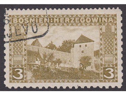 1906, 3 H Jajce, smíšené zoubkování, MiNr.31, razítkované