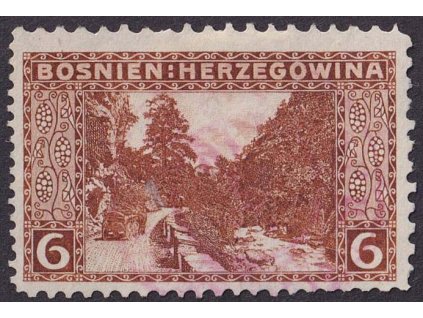 1906, 6 H Ramatal, smíšené zoubkování, MiNr.33, červené razítko