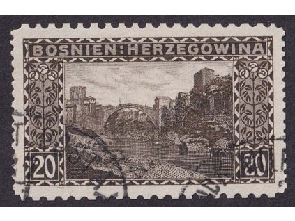 1906, 20 H Mostar, smíšené zoubkování, MiNr.35, razítkované