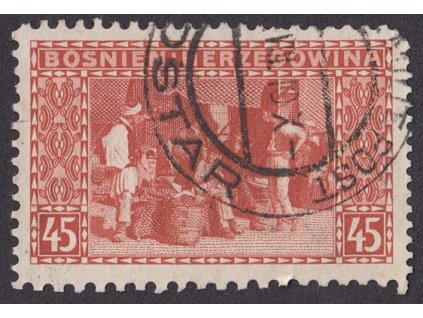 1906, 45 H Basar, smíšené zoubkování, MiNr.40, razítko