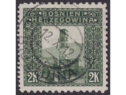 1906, 2 Kr Jajce, smíšené zoubkování, MiNr.43, razítko