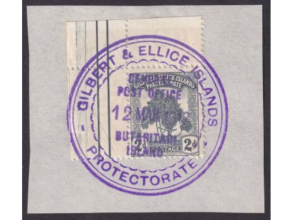 Gilbert a Ellice Islands, 1911, 2 P Palma, MiNr.10, výstřižek