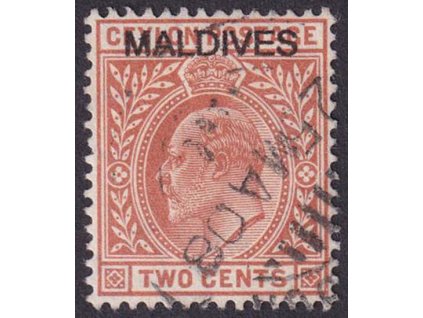 Maledivy, 1906, 2 C Eduard s přetiskem, MiNr.1, razítkované