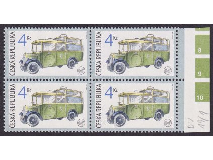 1997, 4 Kč Automobily, DV - ryska nad zadním kolem, Nr.159, ** , ZP 19/1