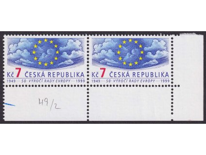 1999, 7 Kč Rada Evropy, DV - modrá čára přes "7", Nr.214, ** , ZP 49/2