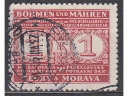 1940, 1K Potravní daň, Nr.PD1, razítkované