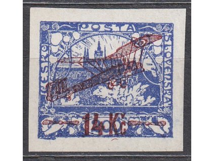 1920, 14Kč/200h modrá, nezoubkovaná, Nr.L1, **, zcela svěží bez jakýchkoliv značek